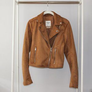 Abercrombie Vegan Suede Moto Jacket, Brown